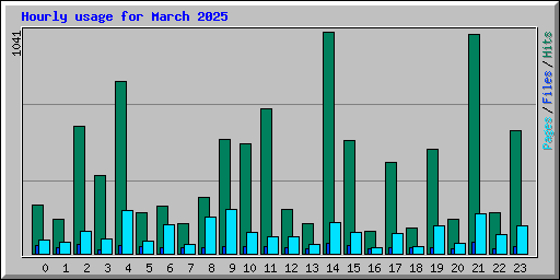 Hourly usage for March 2025